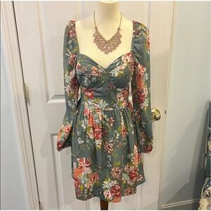BOG COLLECTIVE | sage green floral print dress S